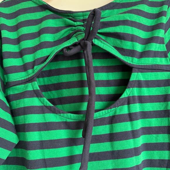 Florence Eiseman Girls Dress Green Stripe Size 10 Open Back Bow Cotton - Picture 3 of 6
